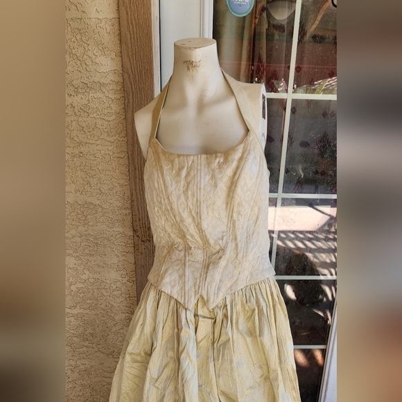 GUNNE SAX VINTAGE GOLD METALLIC DRESS - Picture 5 of 6